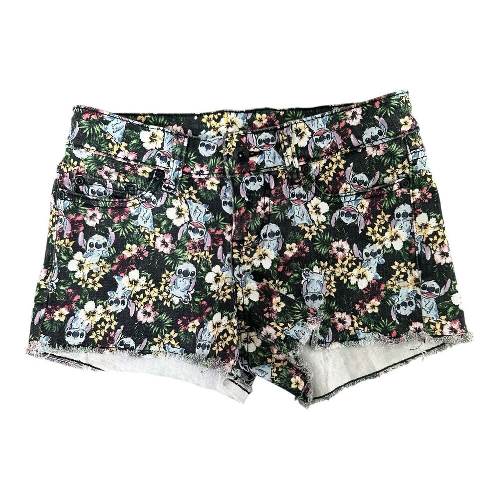 Disney Stitch Floral Denim Shorts - Size 1